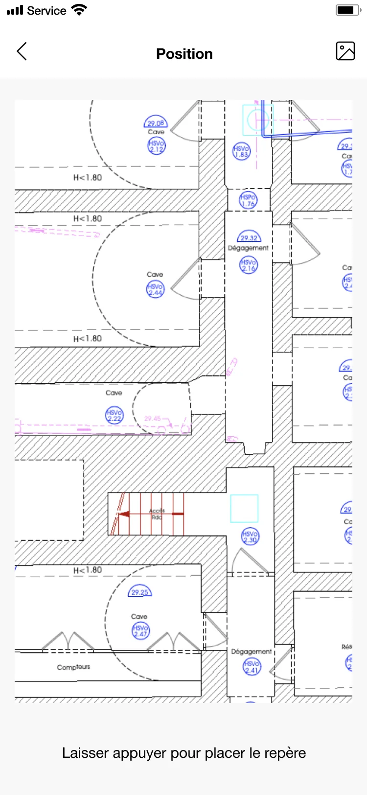 Repère placé sur le plan