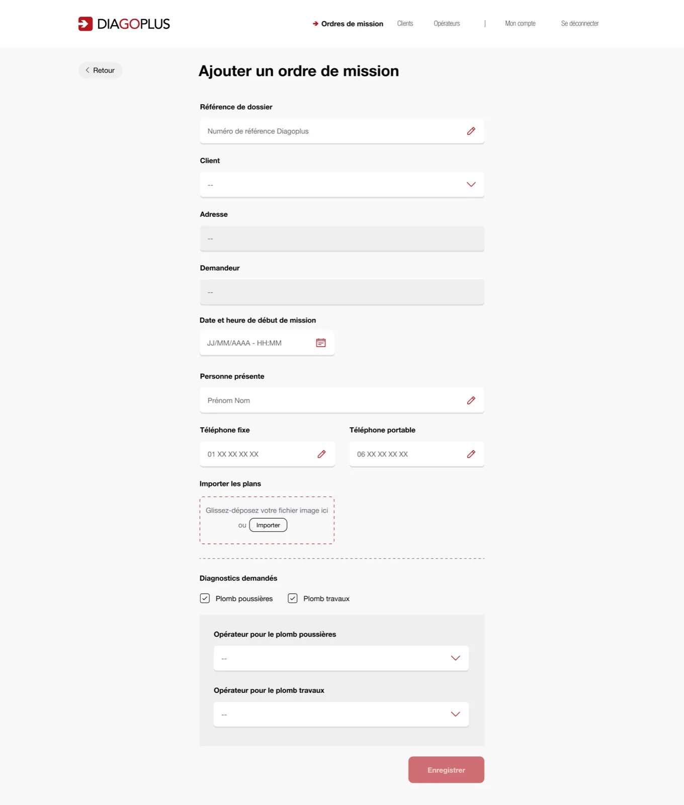 Diagoplus — créer un ordre de mission