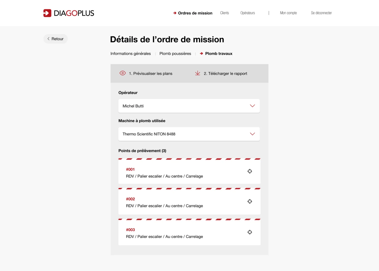 Diagoplus — détail d'un ordre de mission