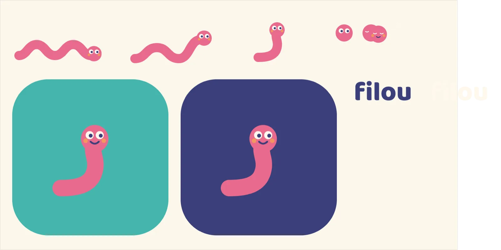 Planche mascotte : poses, têtes, icônes jour et nuit, wordmarks