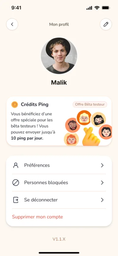 Ping — réglages